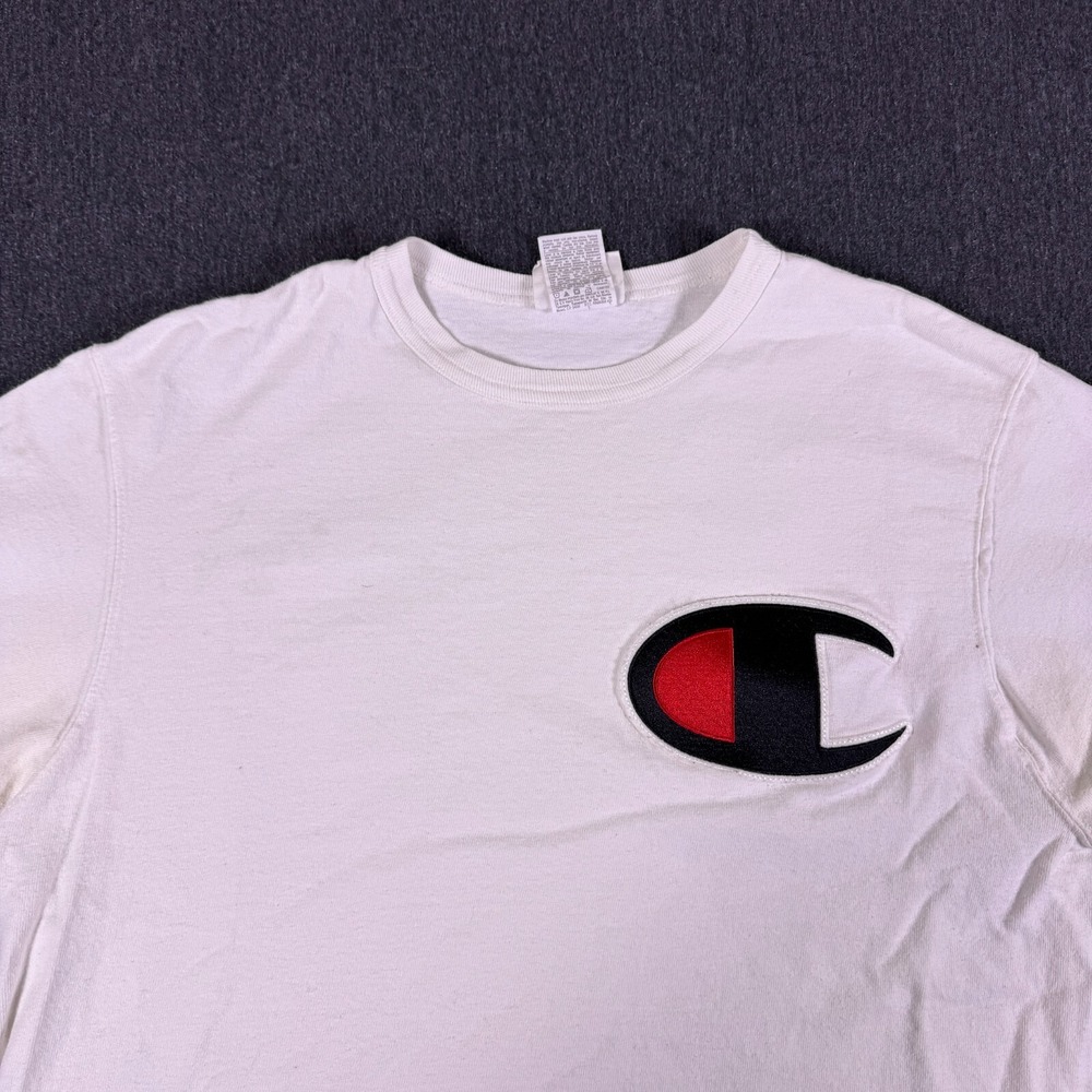 Champion Heritage Big C Logo Crew Neck T-shirt Mens Large White Cotton